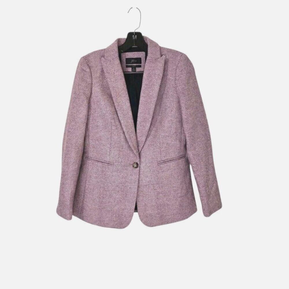 J. Crew Parke Blazer English Herringbone Wool Pink 2 Single Button Jacket - Picture 6 of 12
